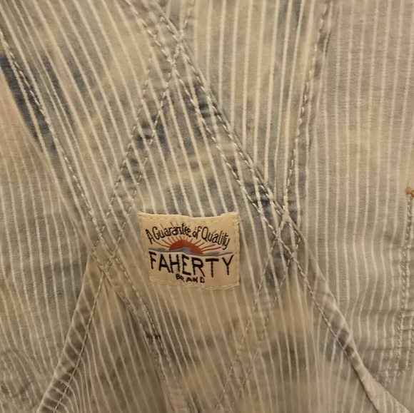 Faherty Mechanic Washed Striped Overalls Organic Cotton Medium - Picture 4 of 9
